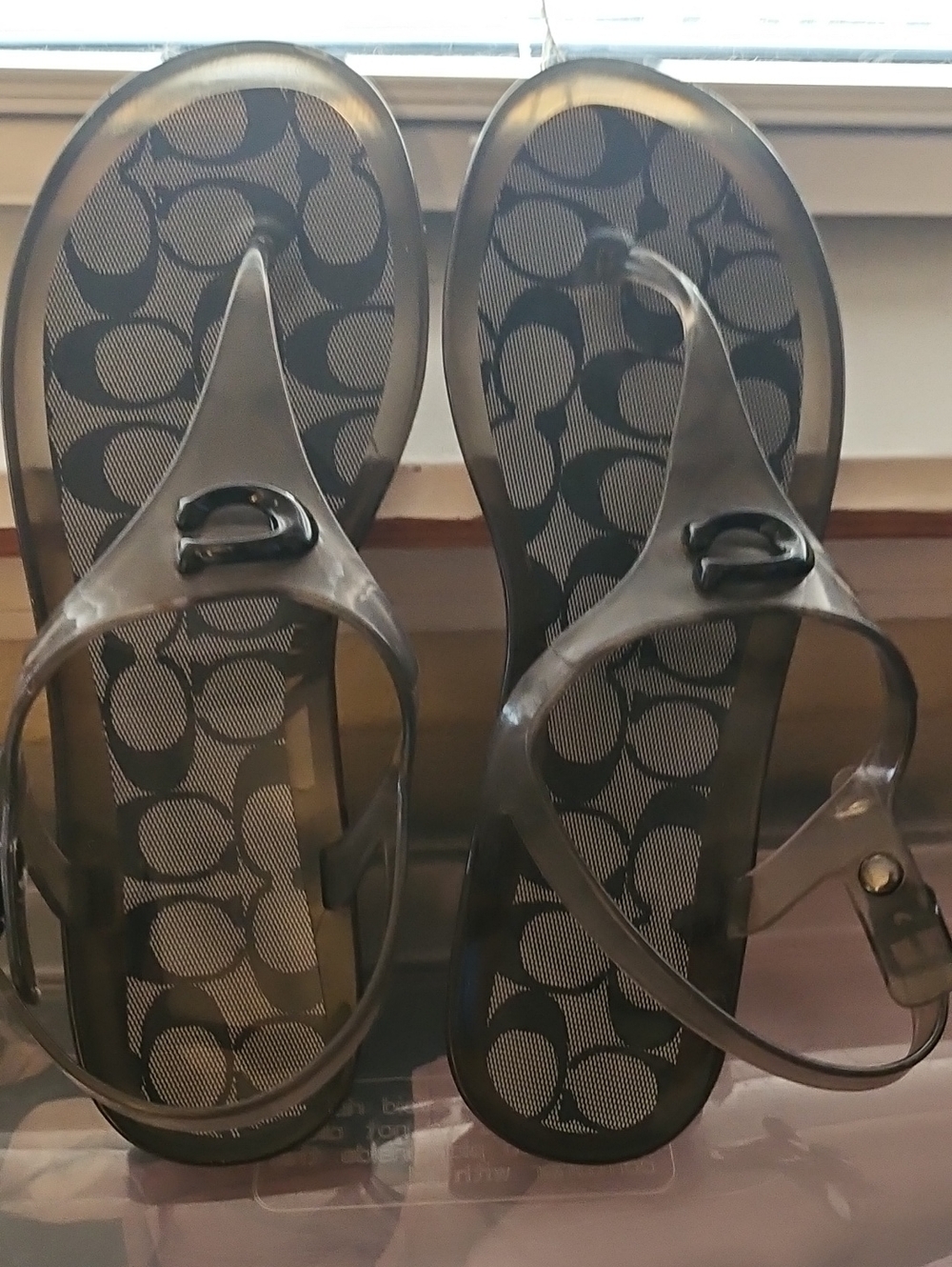 Coach Black Transparent Jelly Sandals with Signature Print